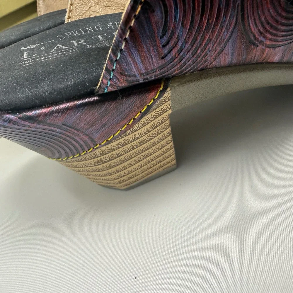 L Artiste Spring Step Acarine-PRM Leather Zebra Floral Sandals Multi Color 41